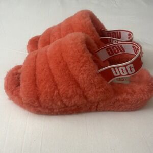 UGG Oh Yeah Orange Sheepskin Indoor Outdoor Slipper Slide Sandals Womens Size 10